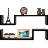 Kit 2 Prateleiras Nichos Decorativas Em S Mdf Preto 60x15