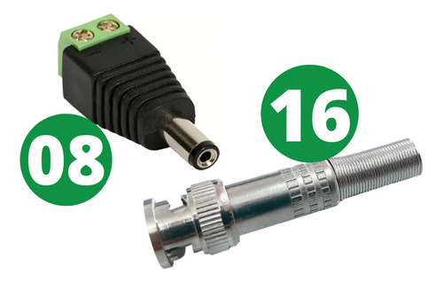 Kit 16 Conector Bnc Mola Parafuso E 8 P4 Macho Plug