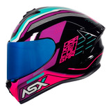 Capacete Moto Asx Draken Cougar Rosa + Viseira Rosa Mulher