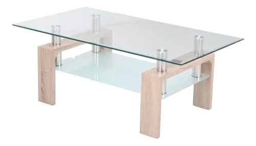 Mesa Ratona De Living Rectangular De Vidrio 100x60cm Ana Color Marrón Claro