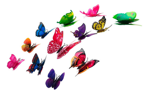 12 Mariposas Papel Metalizado Con Iman Decorativas Pared