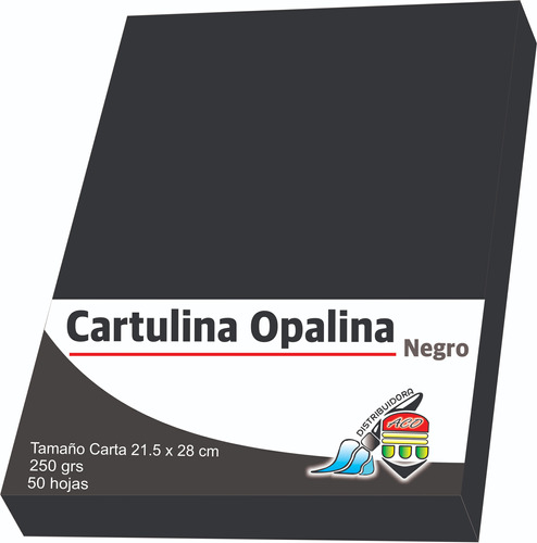 Papel Opalina Cartulina Negro Tam Carta De 250gr 50 Hojas
