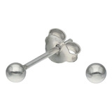 Aros Pelotitas Esferas Bolita 3 Mm Plata Ley 925 + Estuche