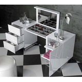 Mueble Tocador Maquillador Laqueado Dormitorio Espejo Modern Color Blanco