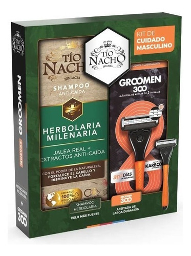 Tio Nacho Shampoo Anticaida + Maquina De Afeitar Groomen 300