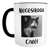 Taza Meme Gato Necesito Café
