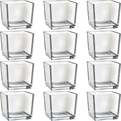 Kit 10 Mini Vasos De Vidro Castiçal Porta Vela De Mesa 300ml Cor Transparente