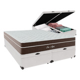 Cama + Box Baú Queen Size Branca New Aspen Frete Grátis