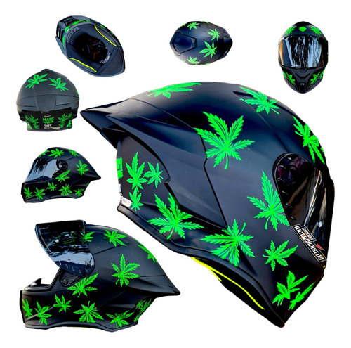 Casco Moto Kov Mary Jane Buster Negro Fluorescente Dot