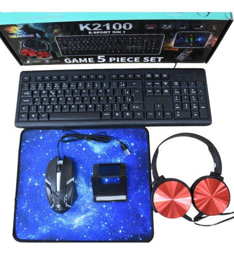  Kit 5 Em 1 Teclado Mouse Gamer Headset Mouse Pad E Suporte