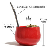 Vaso Matero Argentino Ceramica Rojo Yerba Mate, Te, Tisanas