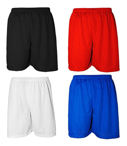 Calção Shorts Bermuda De Futebol Em Poliéster - Kit 4 Pcs
