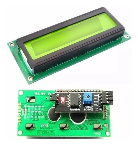 Display Lcd 16x2 1602 Back Verde Modulo I2c Pic Arduino Sold