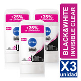 Desodorante Nivea Black&white Invisible Clear Barra X3 Unid