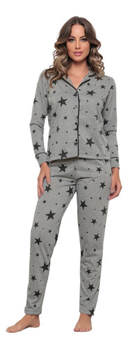 Pijama Americano Feminino Com Gola E Botões Amamentação