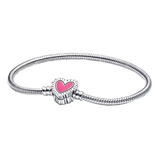 Pandora Pulsera  Corazón Rosa Radiante Original Ale925