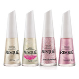 Risqué - Kit 4 Esmalte Tons Claros E Rosa Hipoalergênico