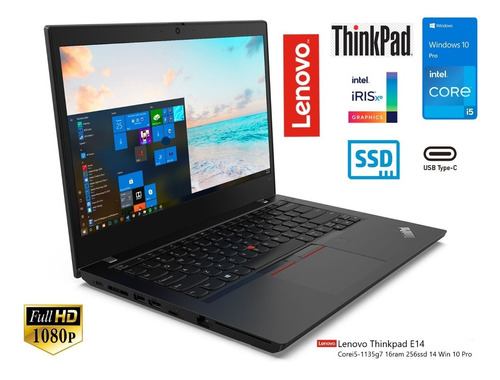 Lenovo Thinkpad E14 Corei5-1135g7 16ram 256ssd 14 Win10 Pro