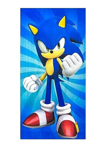 Toalha De Banho Infantil Sonic Personalizada Nome Bordado