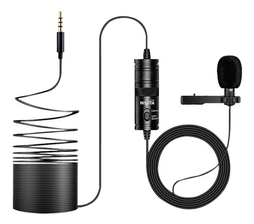 Microfono Corbatero Nisuta Cable 6mts 3,5mm Celular Camara 