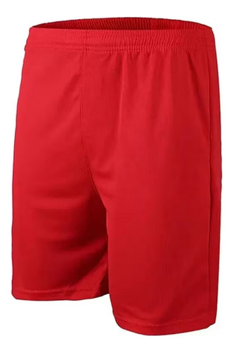 Short De Futbol Rojo Liso Costuras Reforzadas 