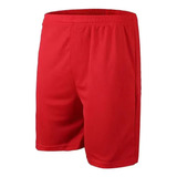 Short De Futbol Rojo Liso Costuras Reforzadas 
