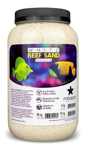 Areia White Reef Sand Mbreda - Pote 6kg (p/ Aquário Marinho)