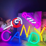 ~? Candy Neon Sign For Candy Shop Wall Decor Business Led Si