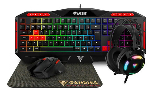 Combo Gamer Gamdias Poseidon Teclado Mouse Mousepad Headset