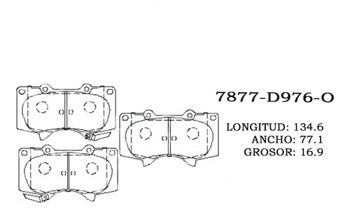 Pastilla De Freno Delantera Toyota Sequoia 03 Al 07 7877 Foto 2