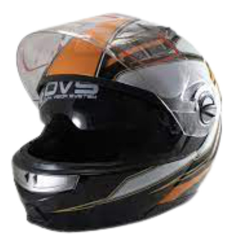 Casco Motociclista Abatible Doble Visor Grisnaranja Mediano