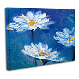 Cuadro Lienzo Canvas 50x60cm Flores Tipo Oleo Blancas