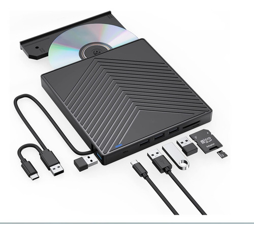 6 En 1 Unidad De Dvd Externa, Usb 3.0 Dvd/cd Quemador Lector