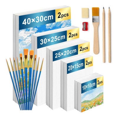 10 Bastidor Para Pintar De Lienzo Y 11 Pinceles Oleo | MercadoLibre