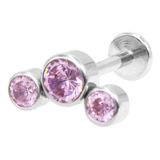 Piercing Lbjmb41 Helix 3 Piedras Color Rosad Titanio G23 1un