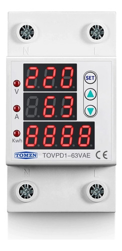 Protector Tension  Monofasico 63a Din Digital Volt Amper Kwh