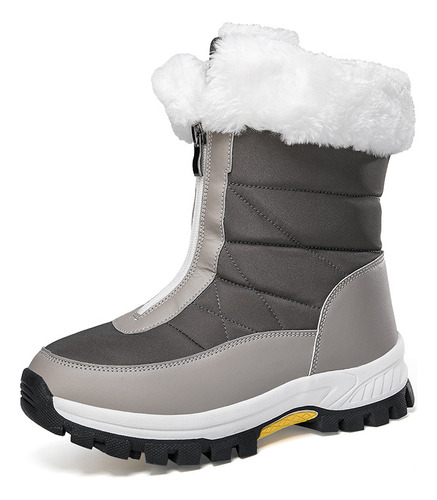 Botas De Nieve Con Cremallera Para Mujer, Acolchadas, Cálida