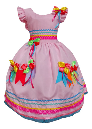 Vestido Festa Junina Caipira Novinha São João Tiara Menina