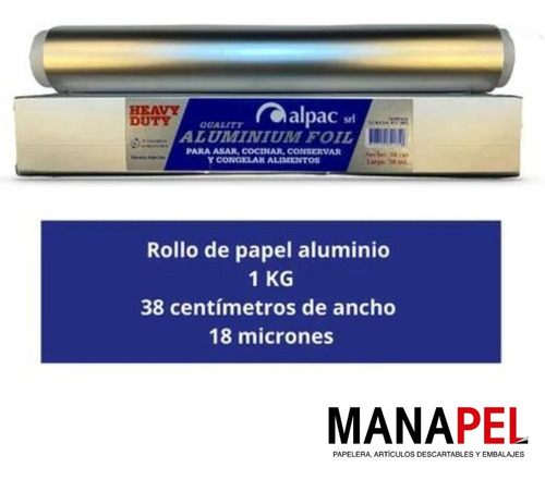 Rollo De Papel Aluminio Alpac 38cm X 1kg C/ Estuche 