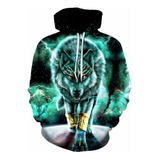 Jersey Moda Sudaderas Verde Lobo Impresión 3d Anime