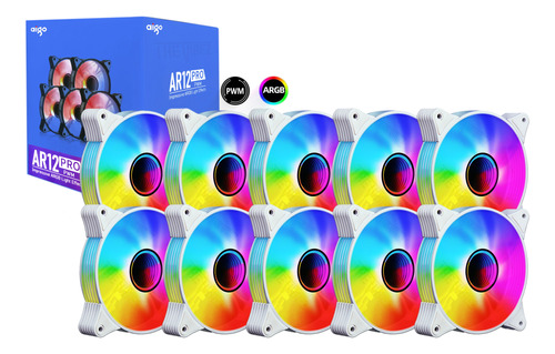 Cooler Fan Aigo Ar12 Pro Argb + Pwm 10 Fans Infinity Brancos