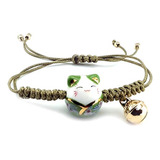 Pulsera De Protección Hilo Verde Gato De La Suerte - Magia