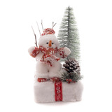 Enfeite Boneco Neve Caixa Decorativo Árvore Natal Luxo 27 Cm