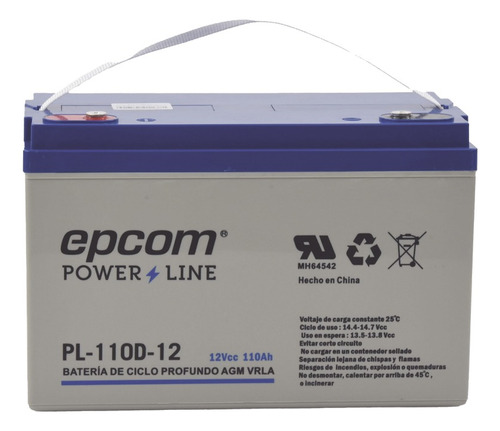 Batería Epcom Panel Solar 12v 110ah Agm-vrla Ciclo Profundo