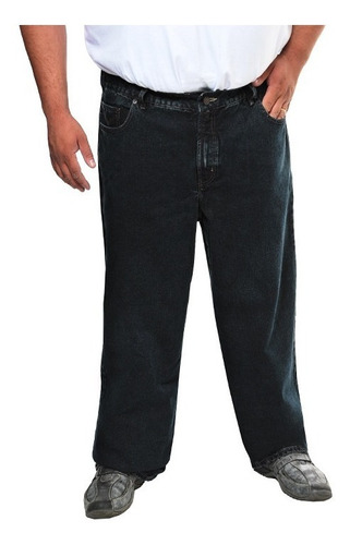 Calça Jeans Masculina Reta Com Lycra Plus Size Tamanho Grande Até  68 Preta E Azul Ótimo Acabamento Perfeita 