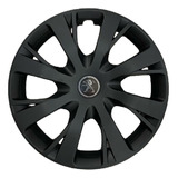 Juego 4 Tazas Deportivas Negro Mate 15 Pulgadas Peugeot 208