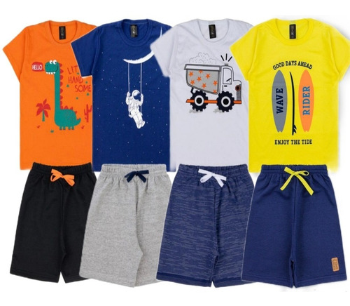 Kit 4 Conjuntos Infantil Menino Roupa Masculina Atacado 