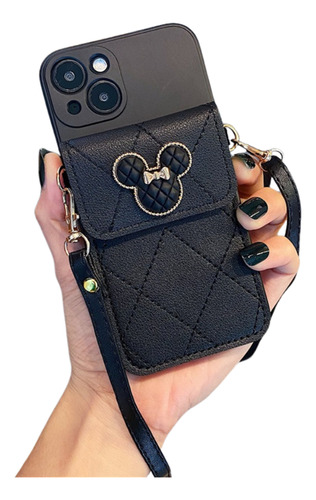 Capa Celular Case Bolsa Porta Cartão Dinheiro iPhone Mickey