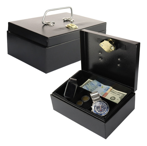 Caja Dinero Fuerte Seguridad / Cash Box Metálica Chica Joyas Color Negro