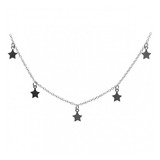 Collar Dama Cadena Colgantes Estrellas Plata 925 Caja Regalo